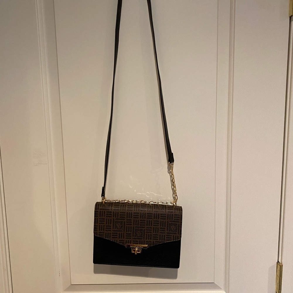 Ann Klein Horsebit Black and Brown Shoulder Bag